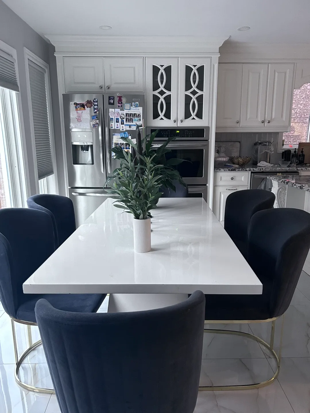 White dinner table with chairs image indicator(9)