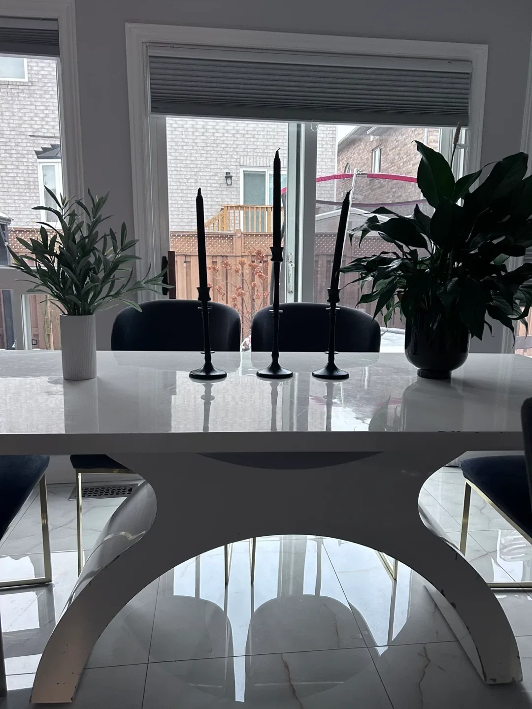 White dinner table with chairs image indicator(8)