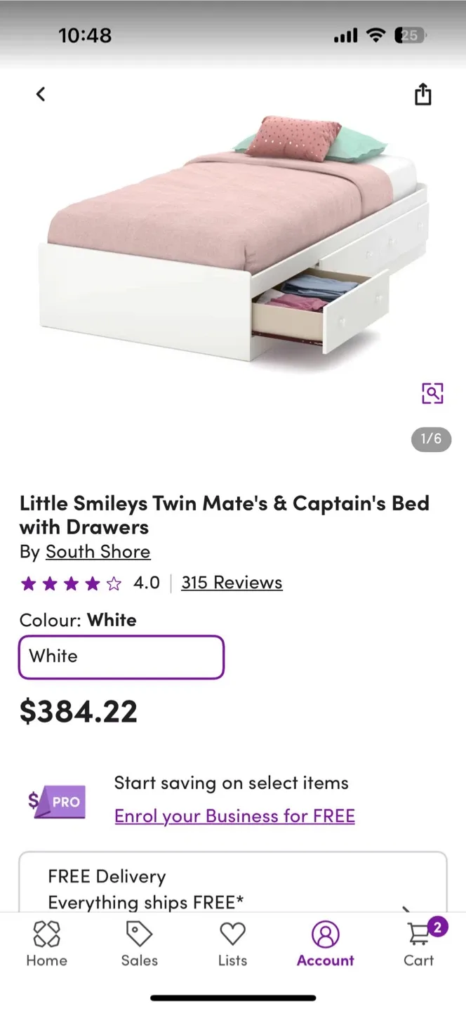 Twin White Single Bed Frame with Drawers + Mattress image indicator(3)