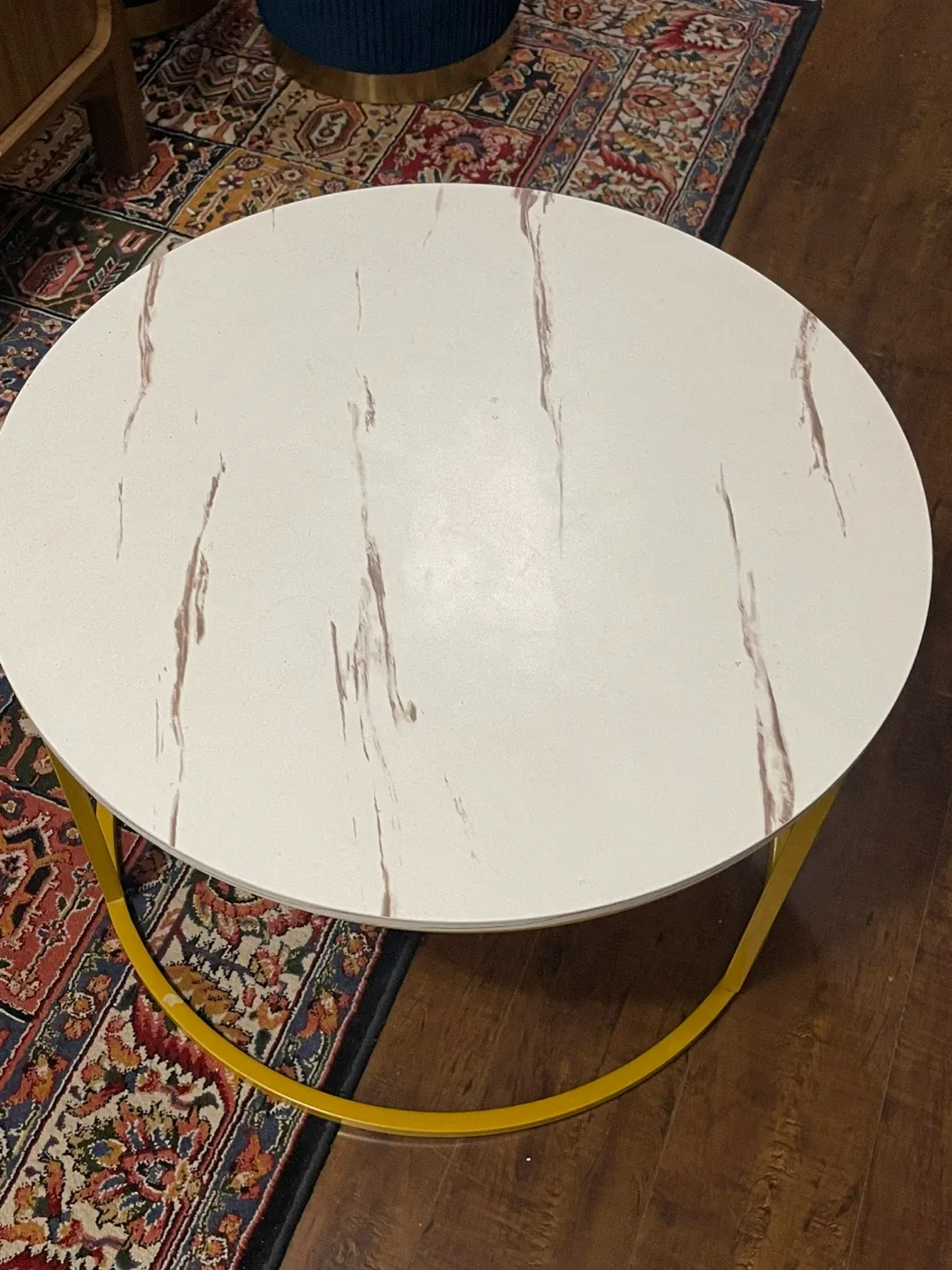 Round Small Table - White Marble Top, Gold Frame image indicator(3)