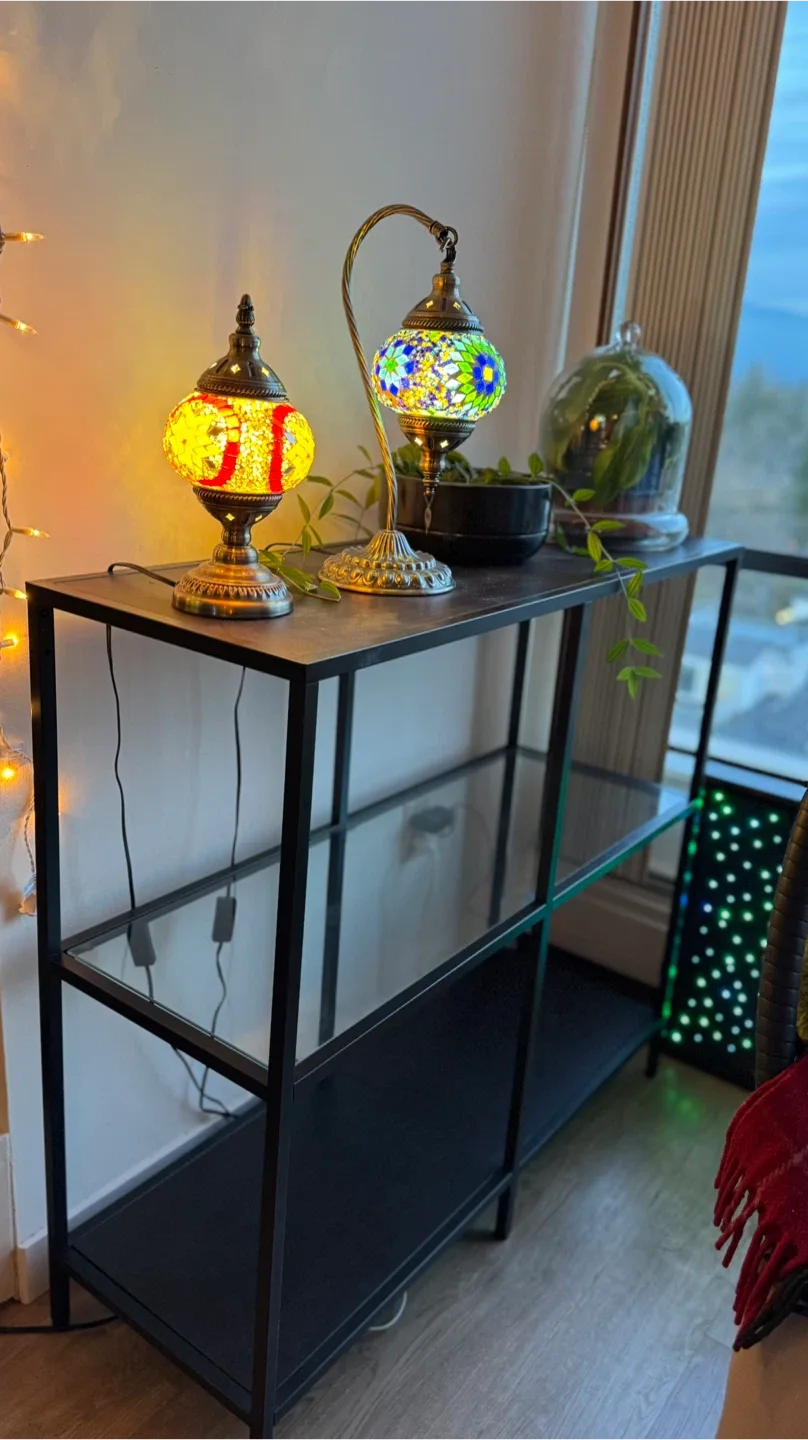 IKEA VITTSJO Shelf Unit – Short (Black/Glass)
