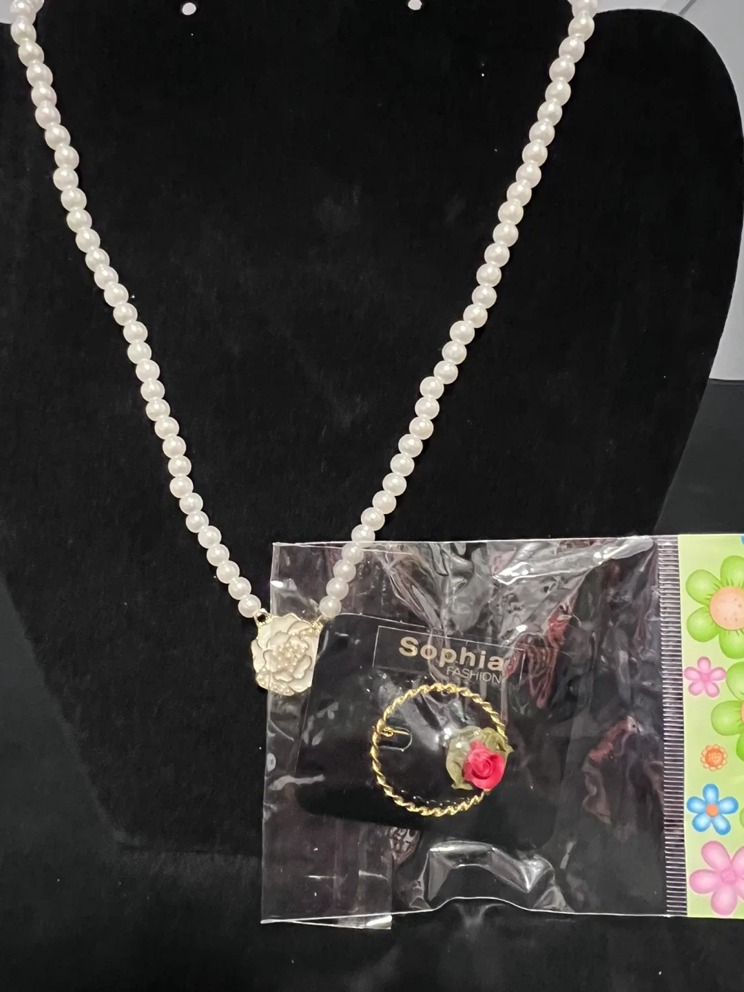 Jewelry set with necklace and brooch image indicator(4)