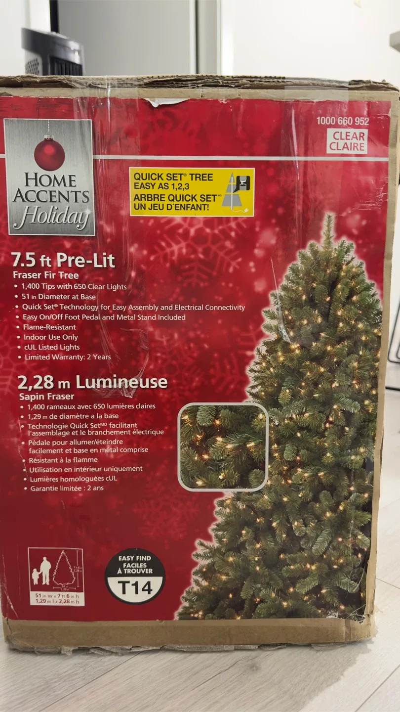 $60 7.5ft Christmas Tree Pre-Lit Fraser Fir