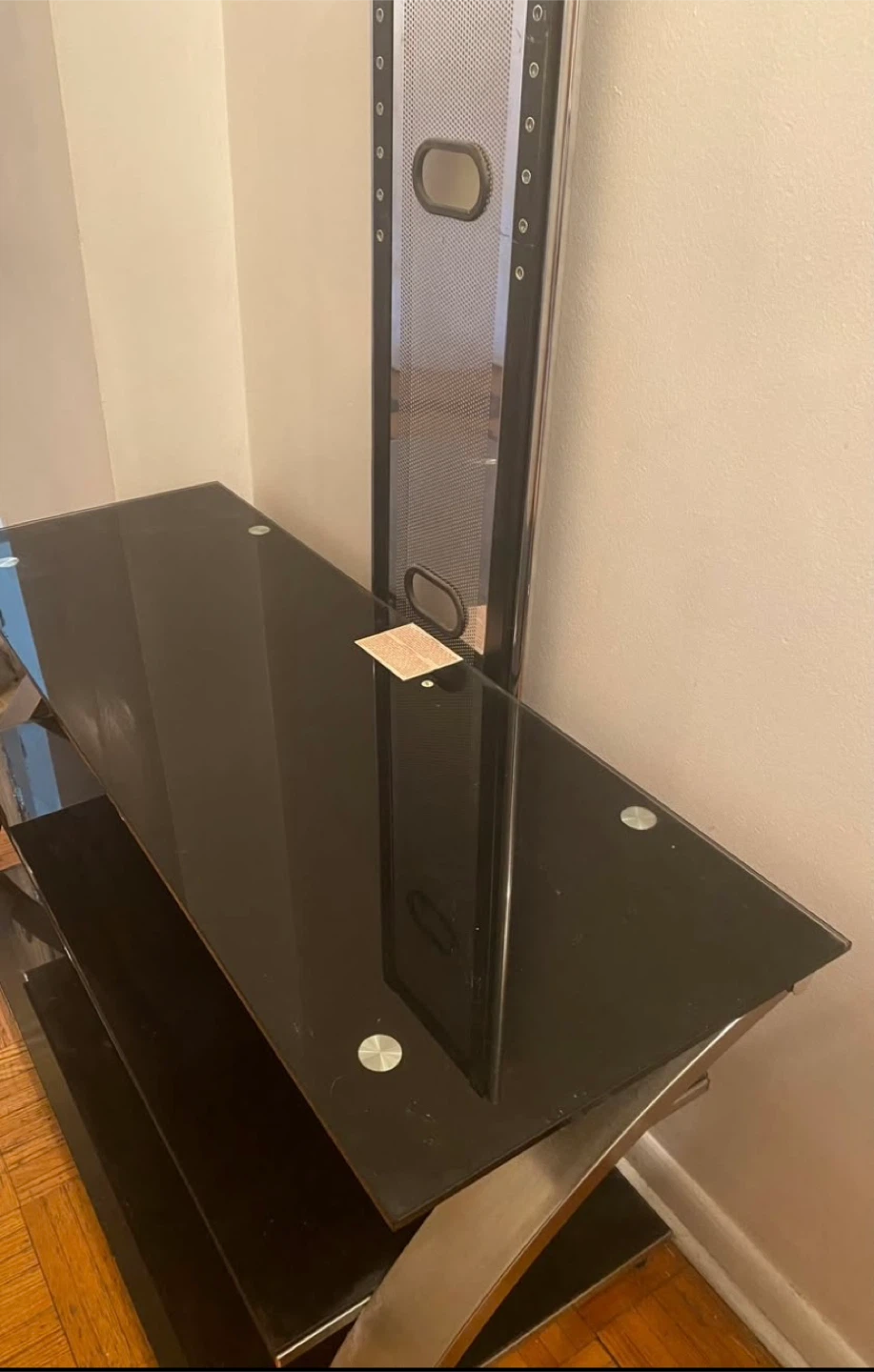 Modern Glass TV Stand with Integrated Mount