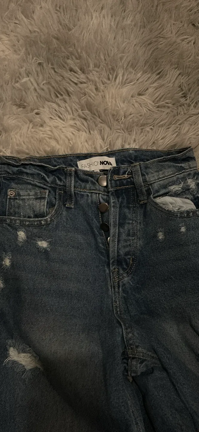 Fashion Nova Distressed Wide Leg Jeans