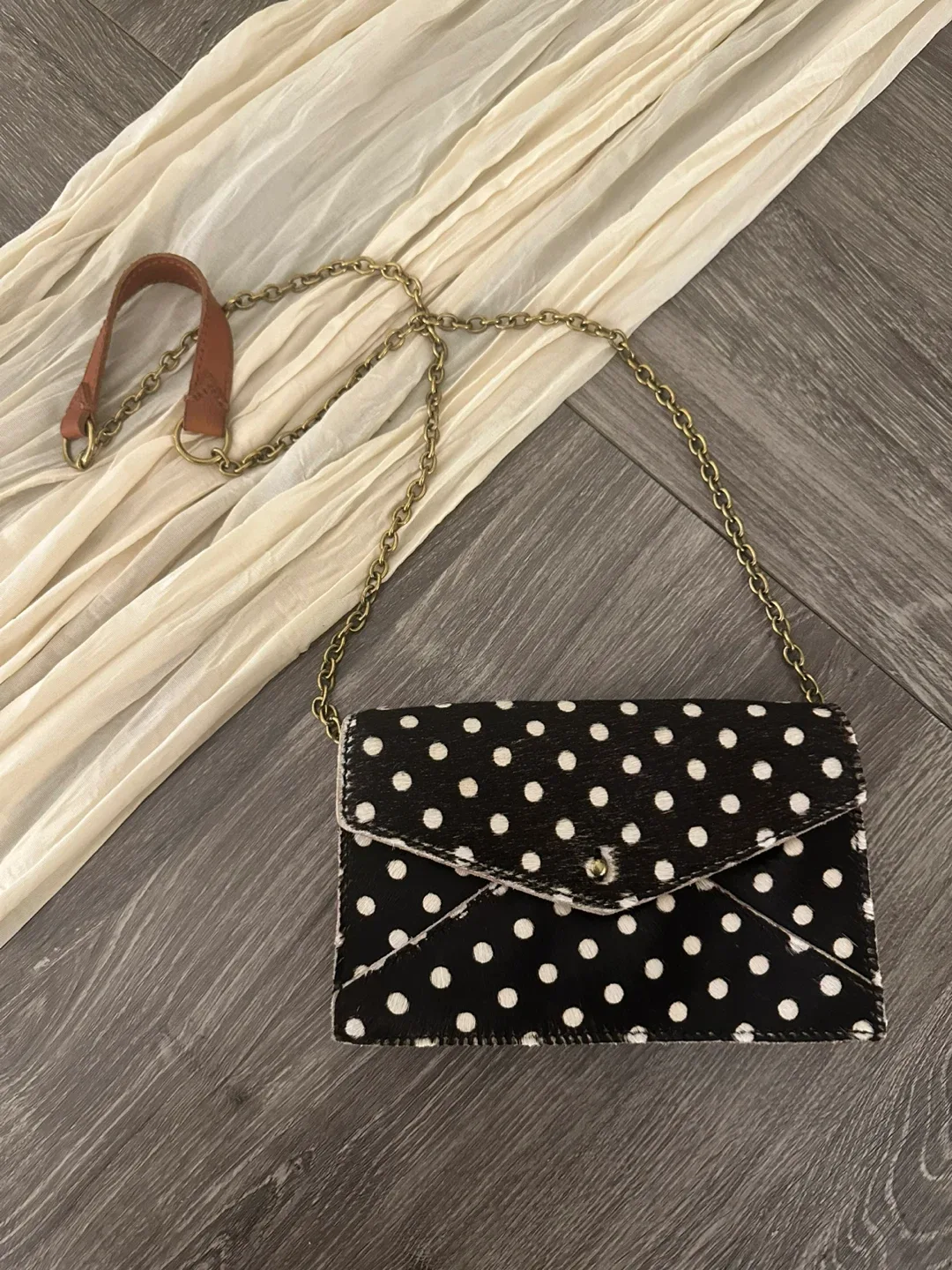 Leather Polka Dot Clutch with Chain Strap