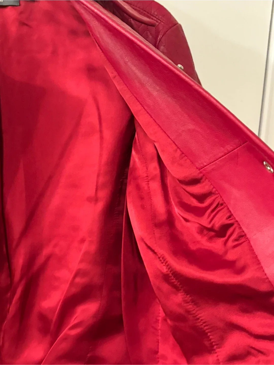 Liz Claiborne Red Quilted  100% Leather Jacket image indicator(6)