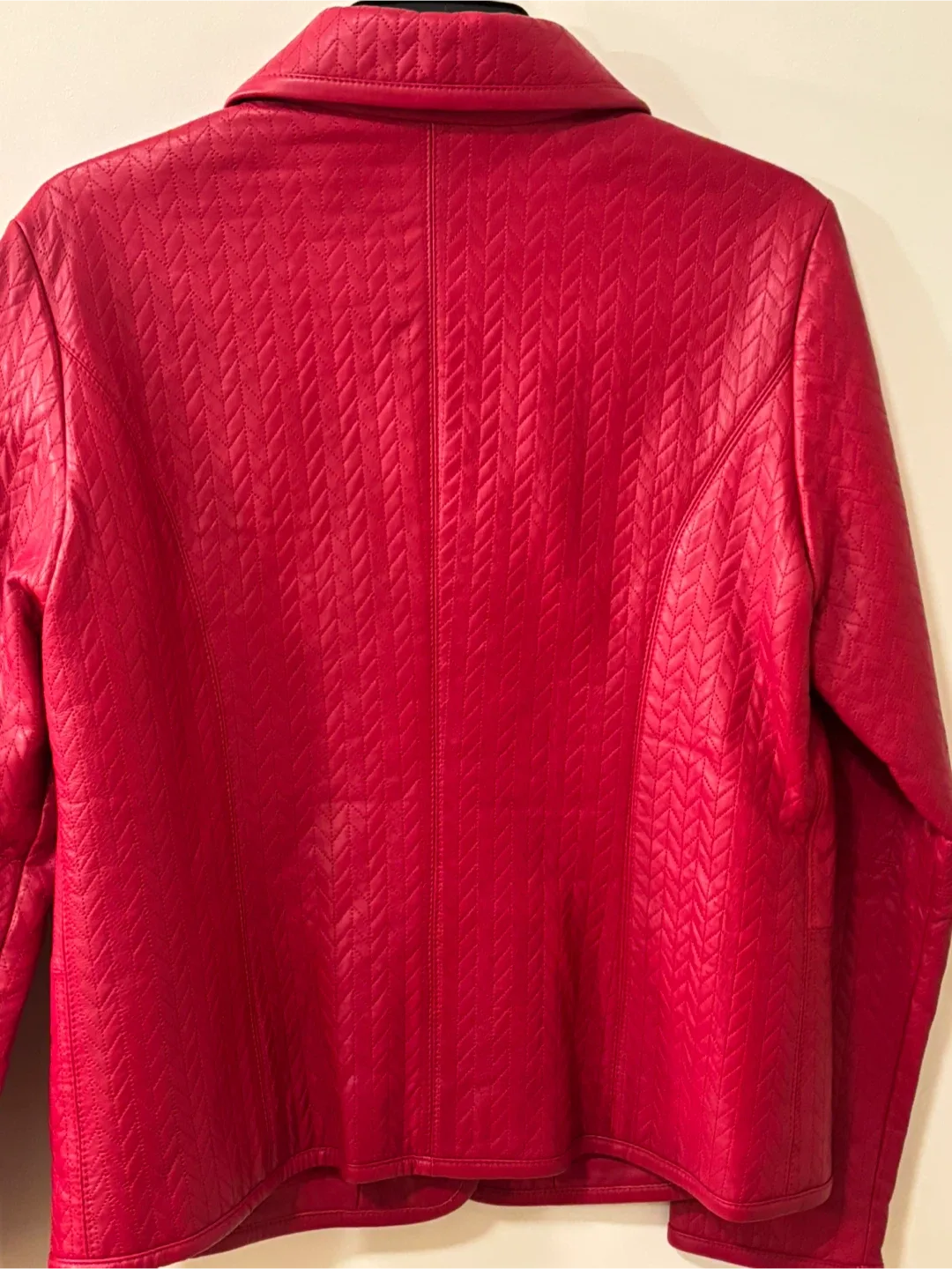 Liz Claiborne Red Quilted  100% Leather Jacket image indicator(2)