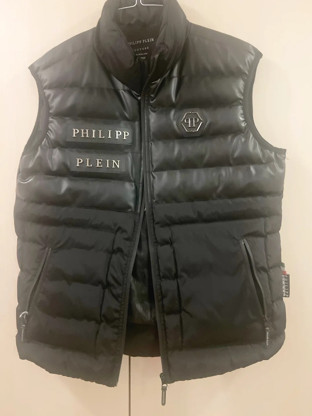 Philipp Plein Black Puffer Vest for men  - XLarge