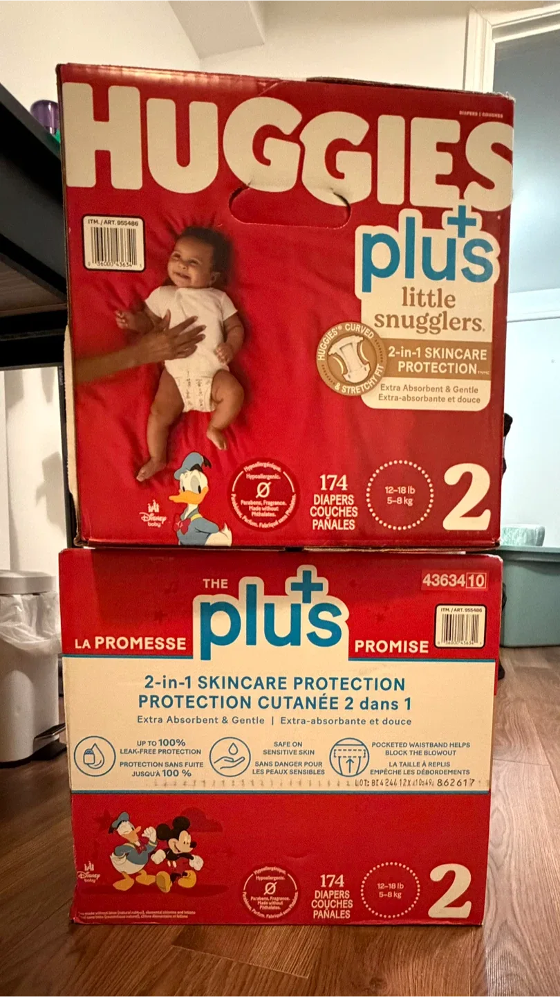 Huggies Plus Little Snugglers Size 2 Diapers (174 count)