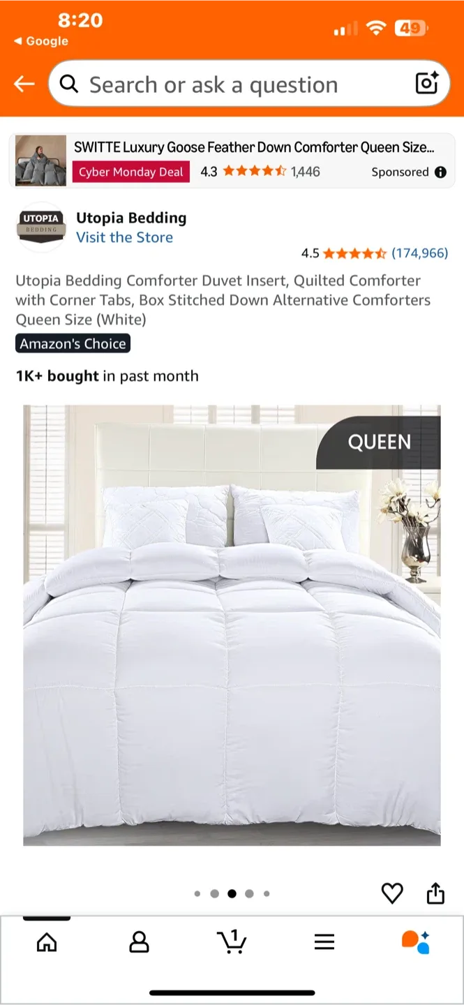 Utopia Bedding Comforter Duvet Insert, Queen Size White image indicator(2)