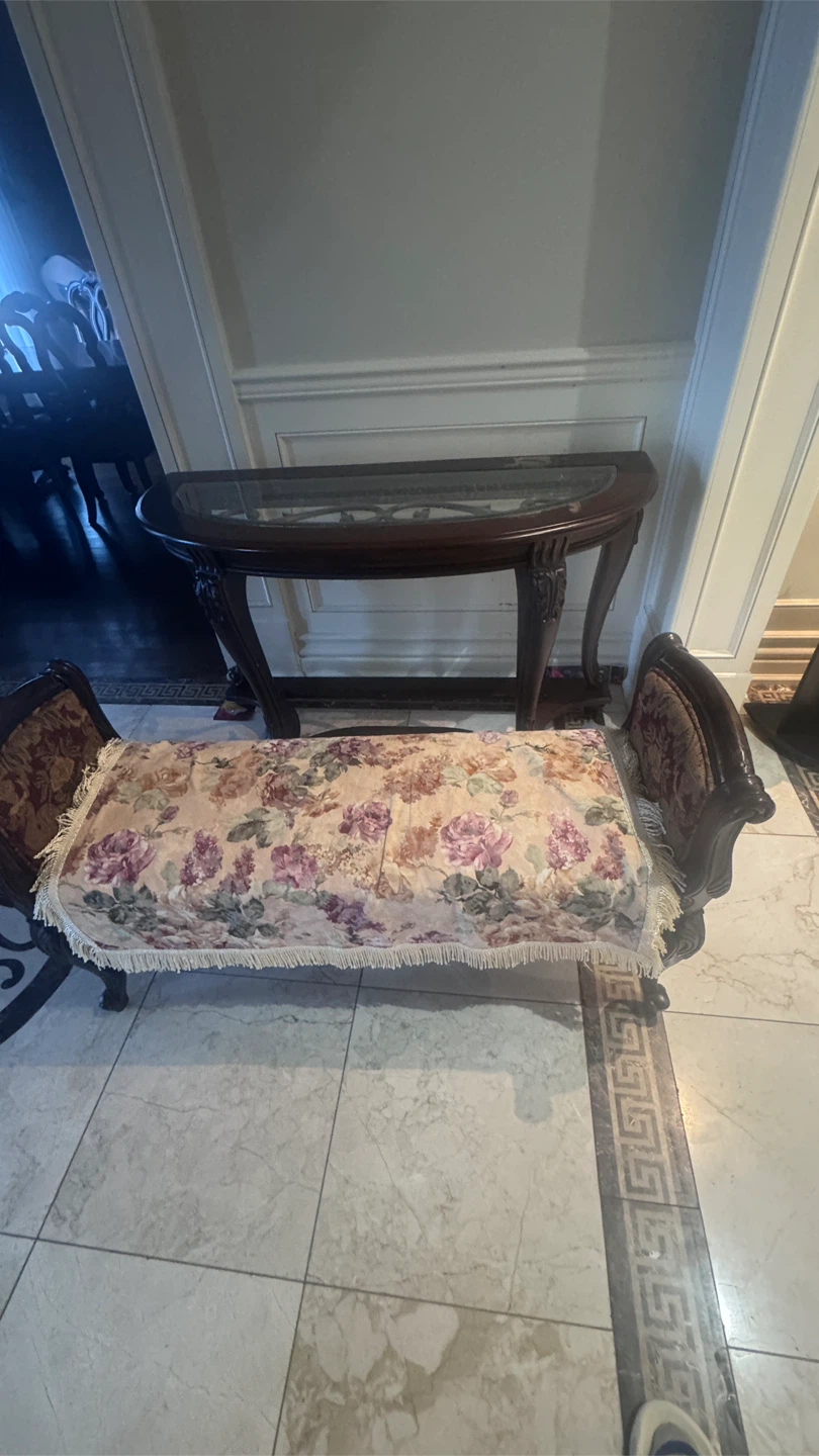 Floral Upholstered Bench