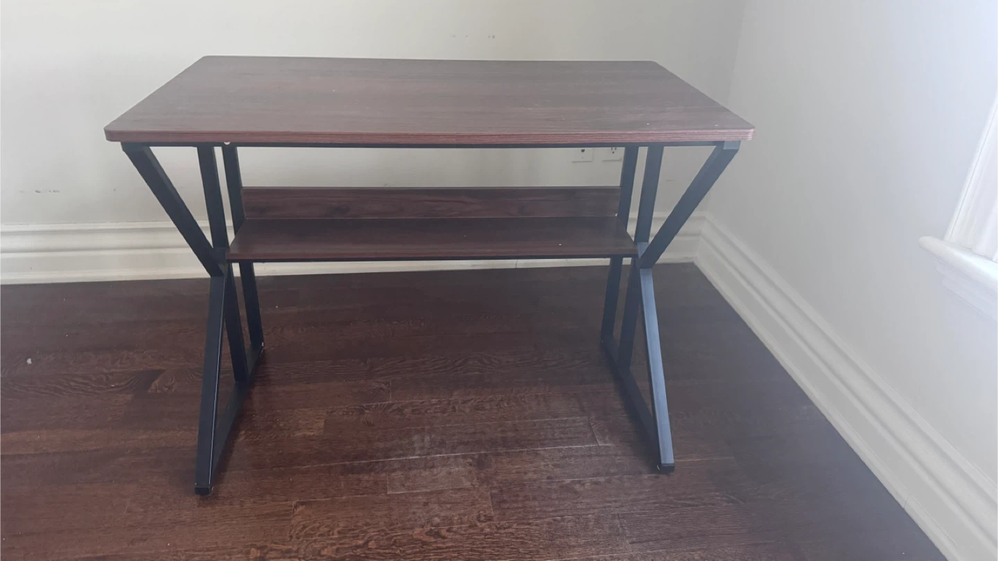 Brown & Black Desk with Shelf