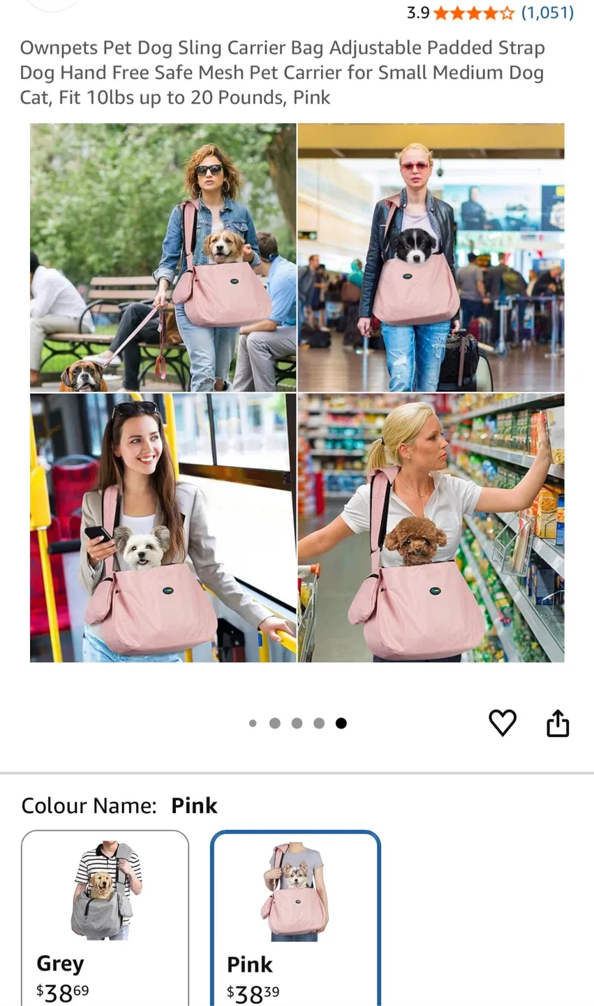 New! Ownpets Dog Sling Carrier Bag - Grey image indicator(4)