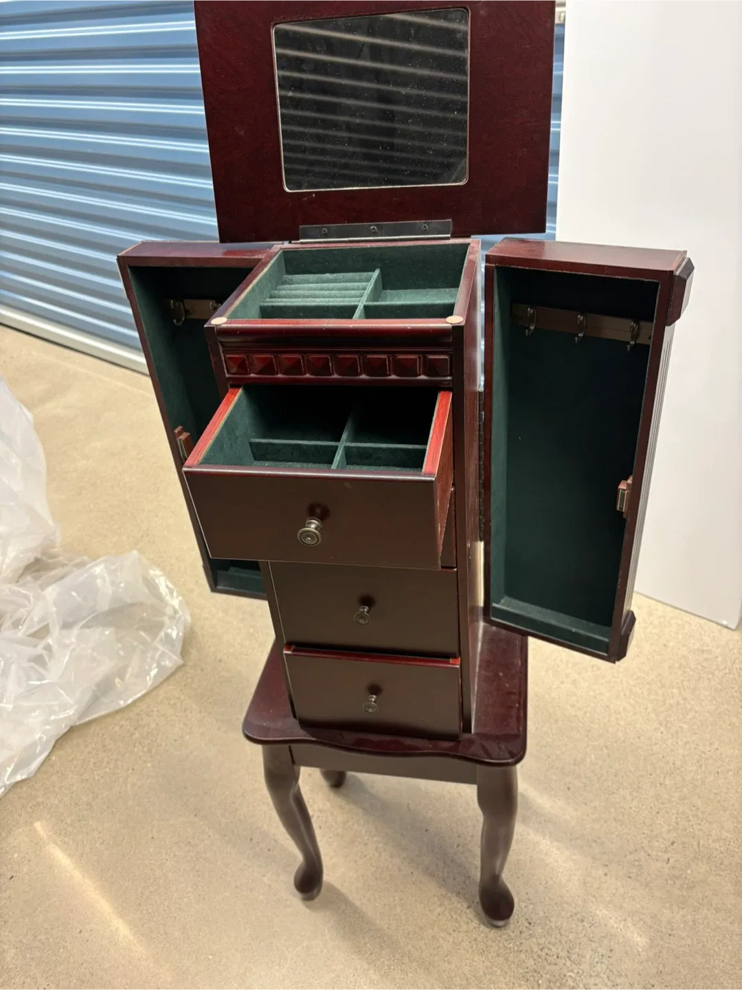 Jewelry Armoire Cabinet - Dark Red image indicator(3)