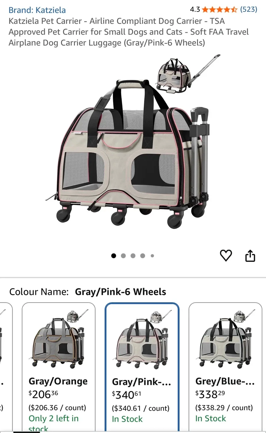 New!Katziela Rolling Pet Carrier image indicator(6)