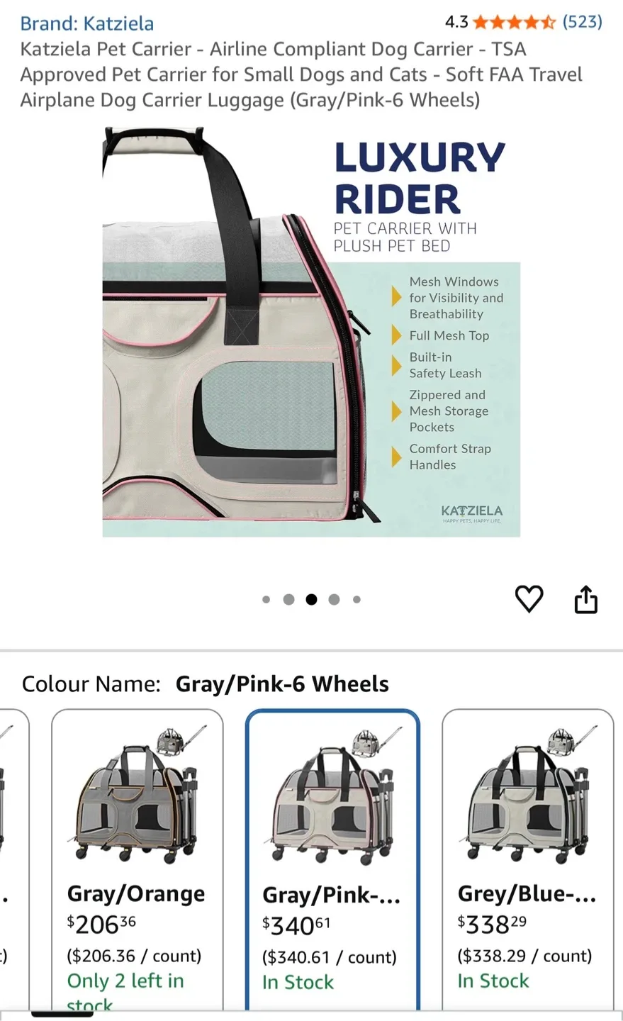 New!Katziela Rolling Pet Carrier image indicator(7)
