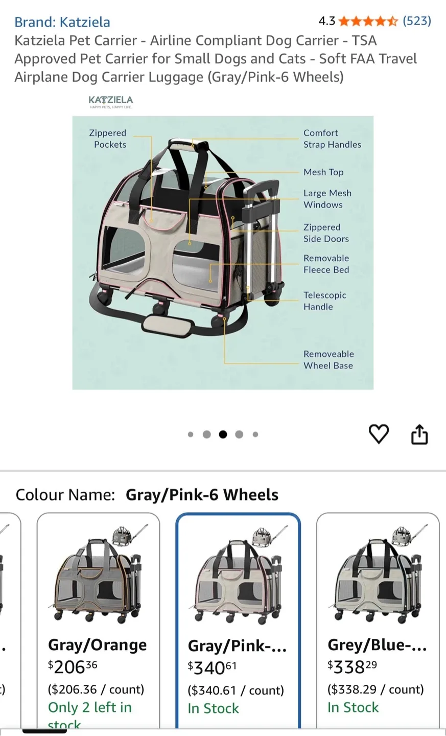 New!Katziela Rolling Pet Carrier image indicator(8)
