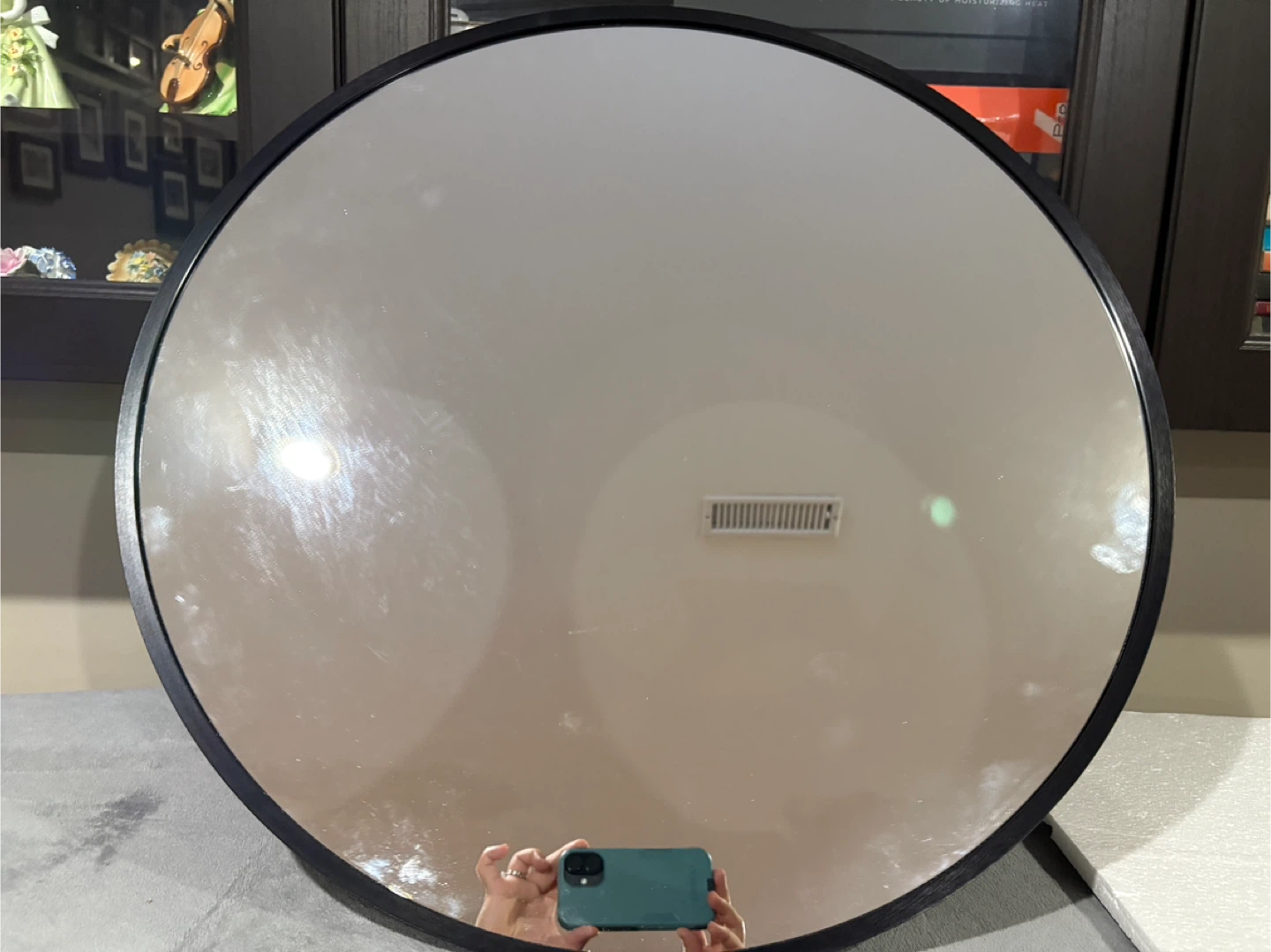Black Round Wall Mirror 24x24 - photo 4