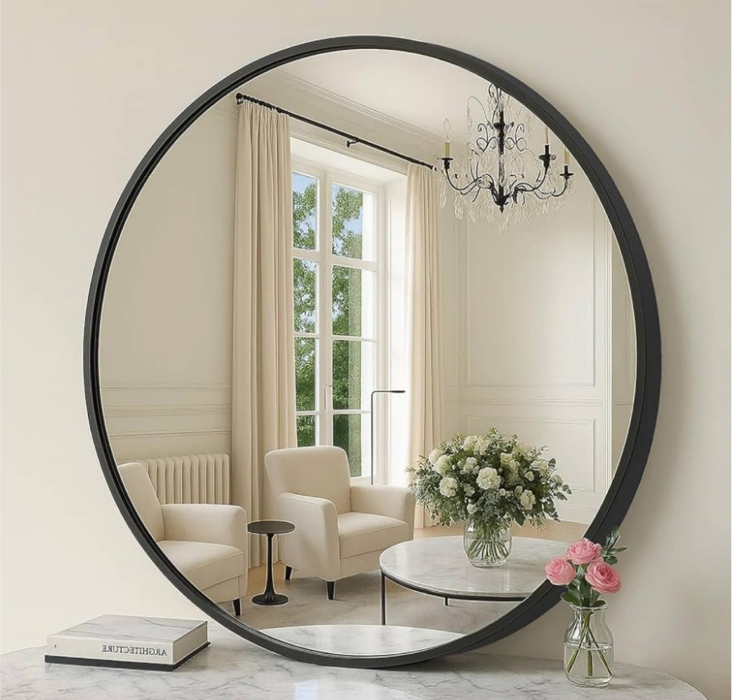 Black Round Wall Mirror 24x24