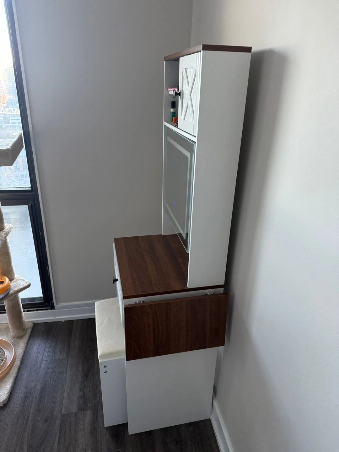 White Vanity Makeup Table with Mirror - photo 3