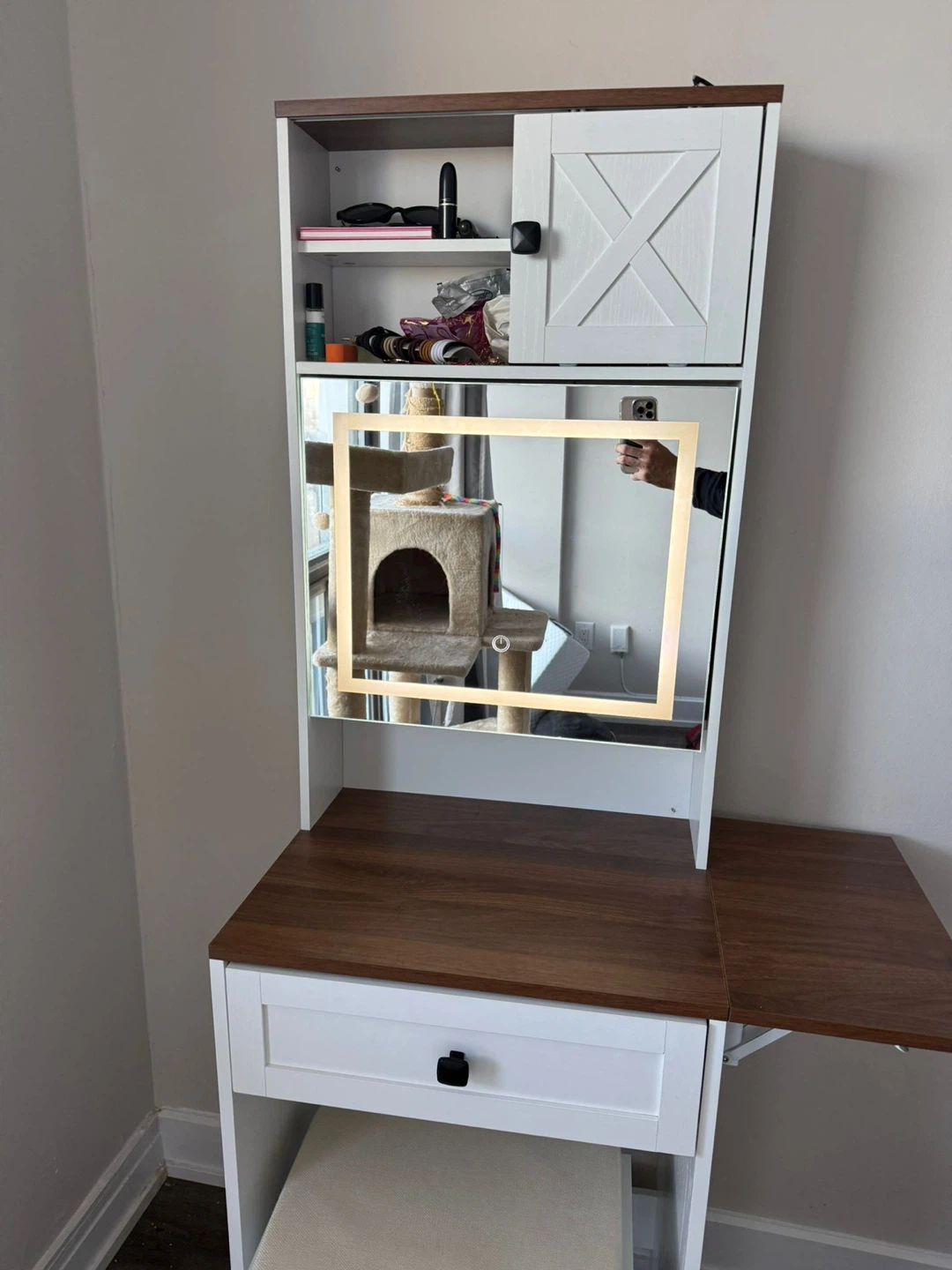 White Vanity Makeup Table with Mirror - photo 2