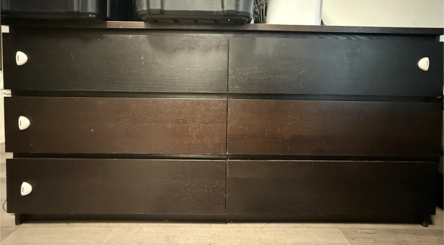IKEA Malm 6-Drawer Dresser - Black-Brown