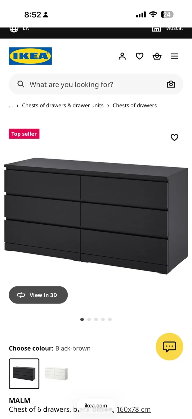 IKEA Malm 6-Drawer Dresser - Black-Brown image indicator(3)