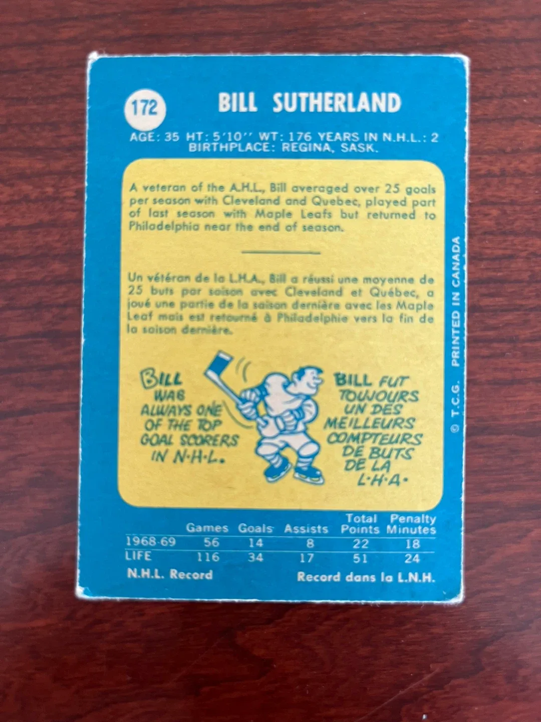 1969-70 O-Pee-Chee #172 Bill Sutherland - Philadelphia Flyers image indicator(2)