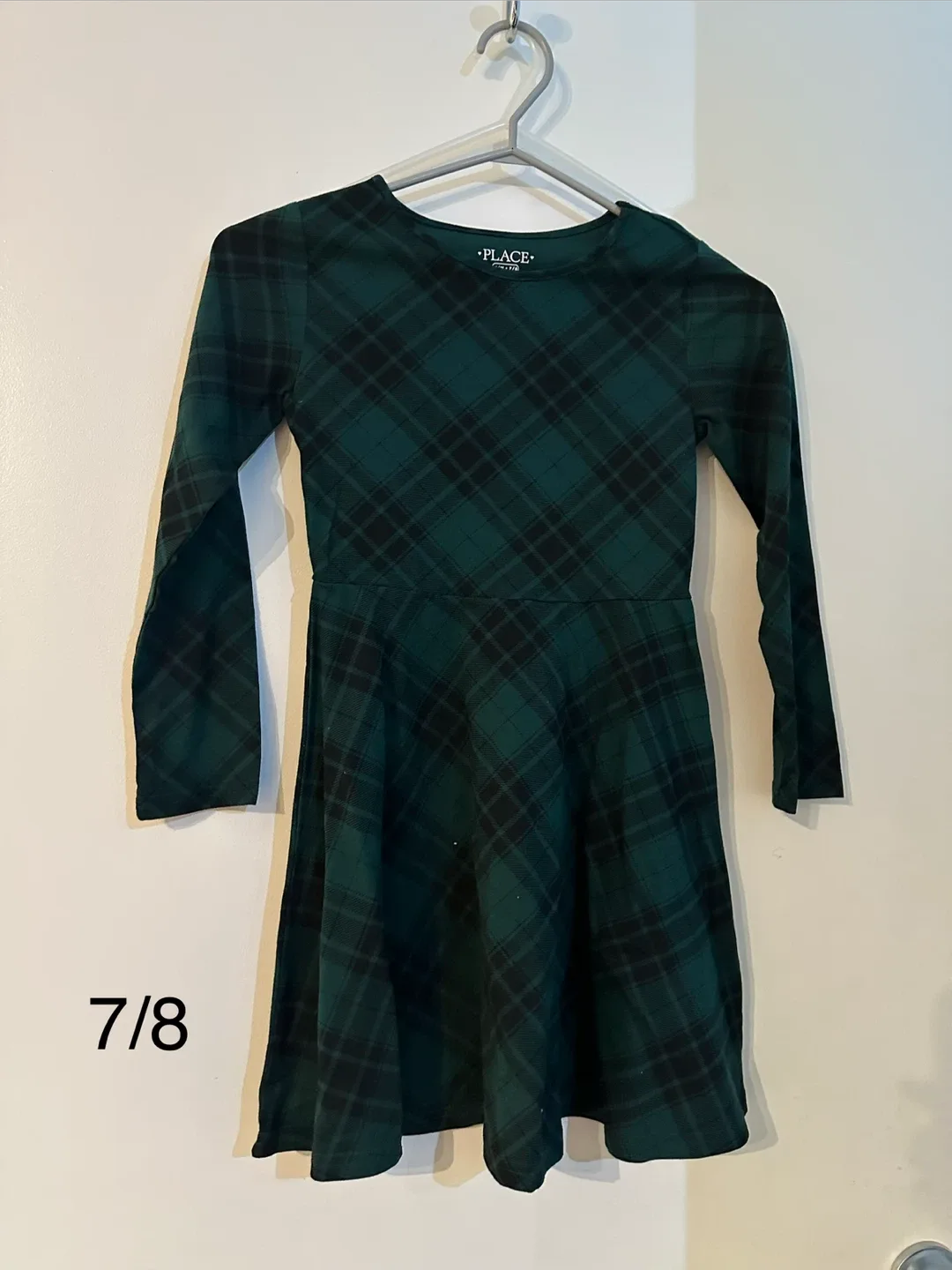 NWT- The Children's Place Green Plaid Dress - Size 7/8