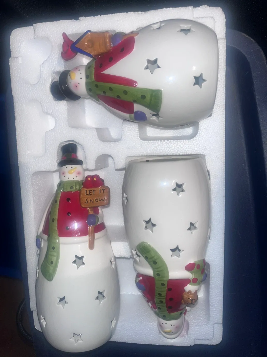 Set of 3 Snowmen with LED Lights image indicator(3)