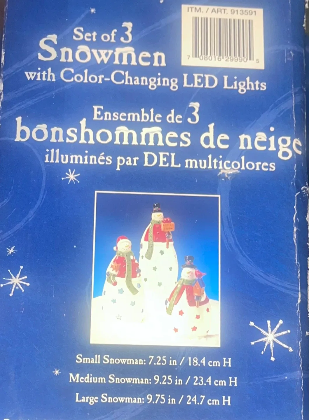 Set of 3 Snowmen with LED Lights image indicator(2)