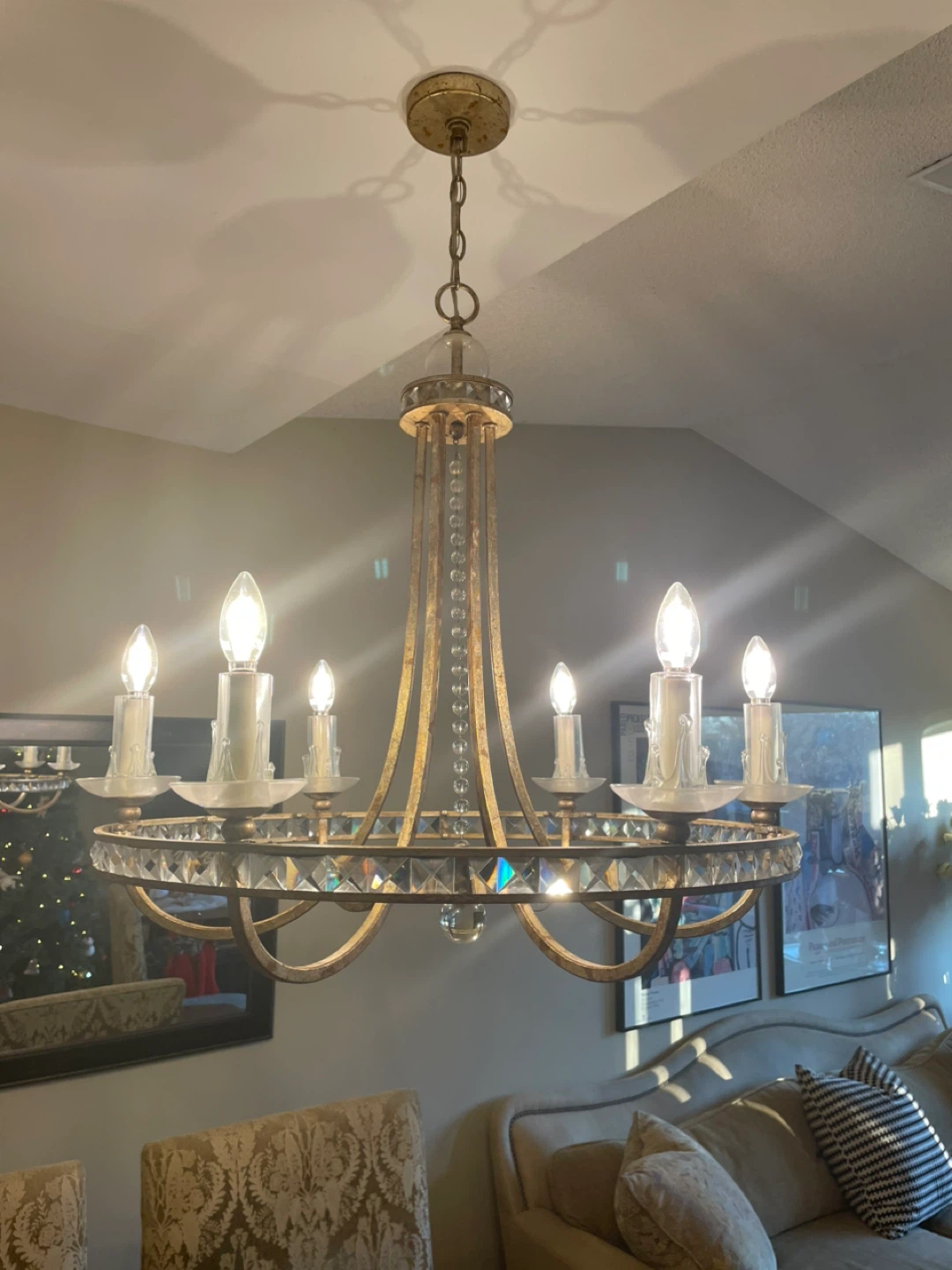 Elegant Crystal & Gold Chandelier — 27” Diameter ✨ - photo 5