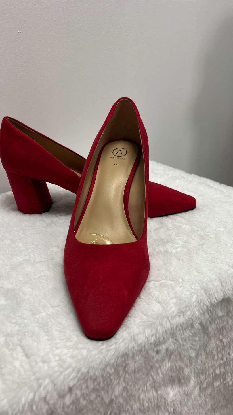 Red Suede Heels - Size 11W