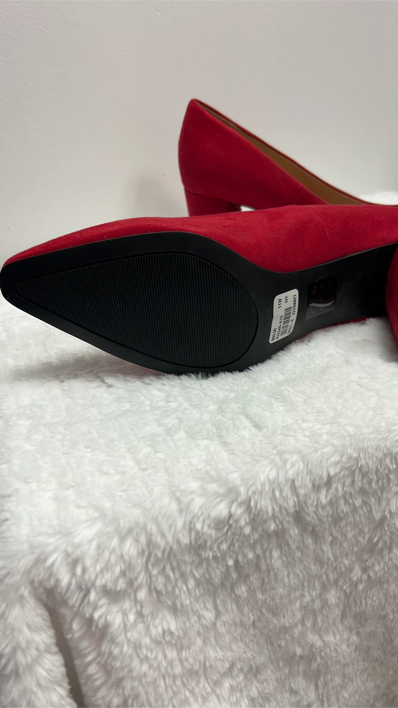 Red Suede Heels - Size 11W - photo 2