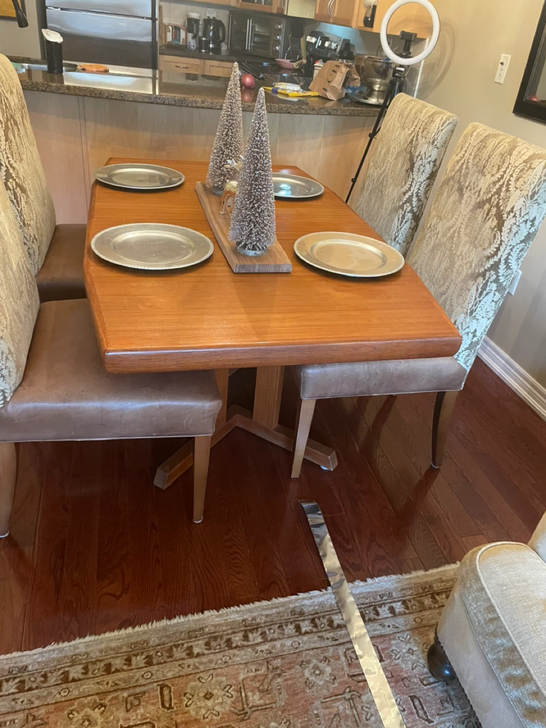 ✨ Solid Teak Wood Dining Table + Extra Leaf