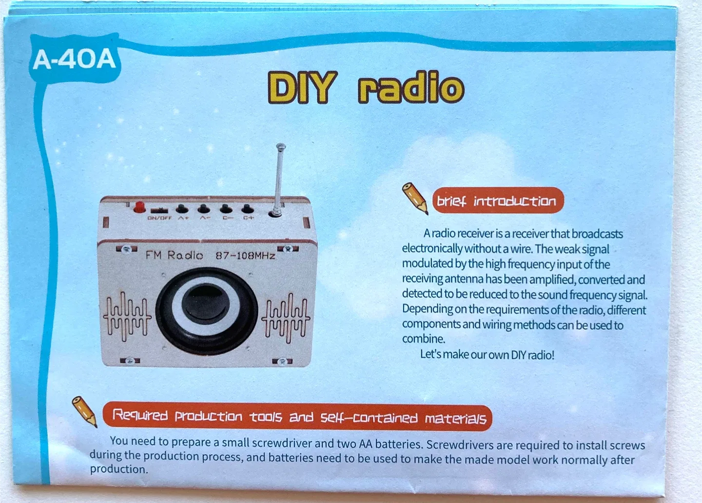 Xmas gift DIY Radio Kit for a crafty kid