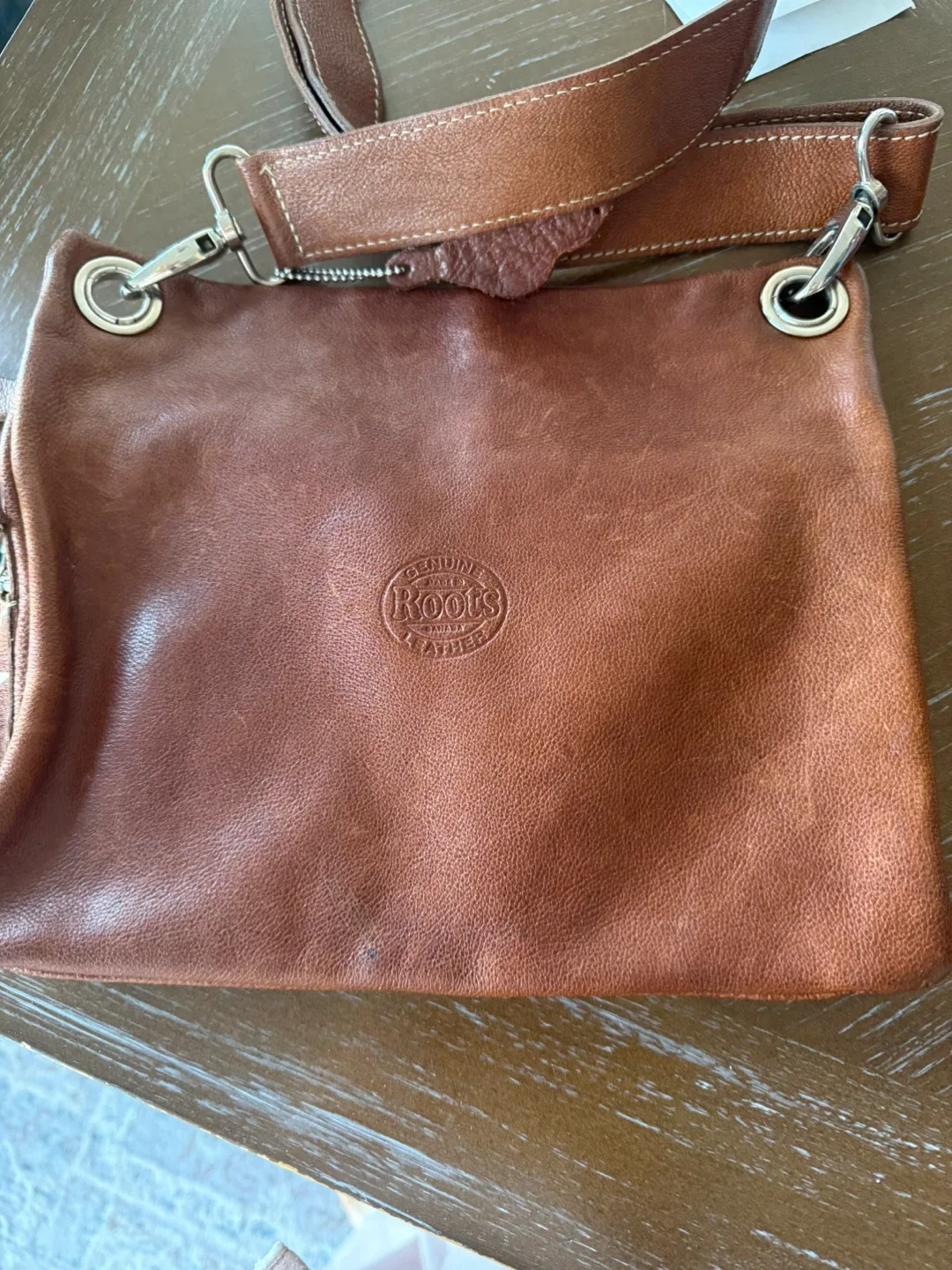 Roots Genuine Leather Brown Shoulder Bag