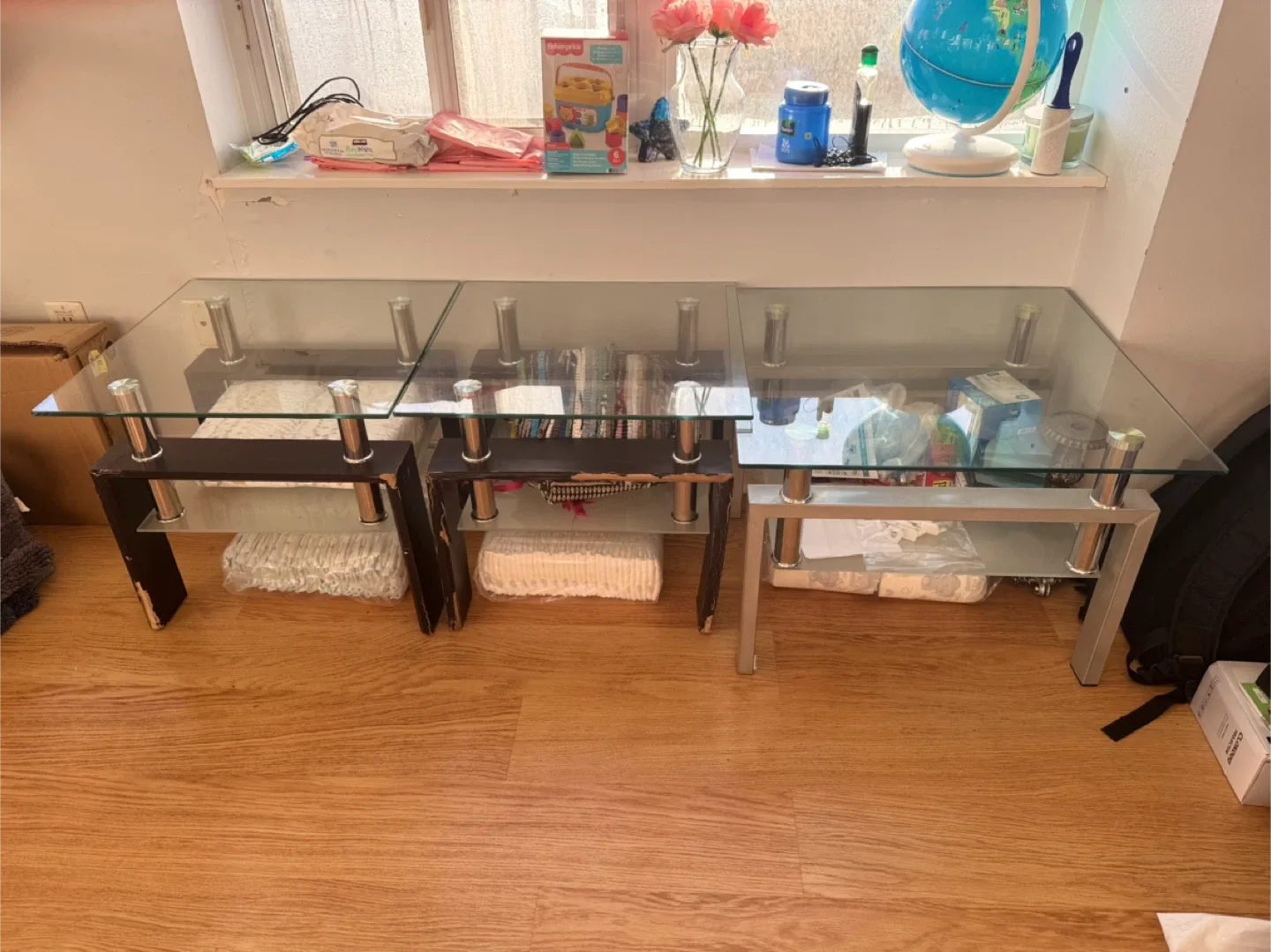 Glass Top Coffee Tables - Set of 3