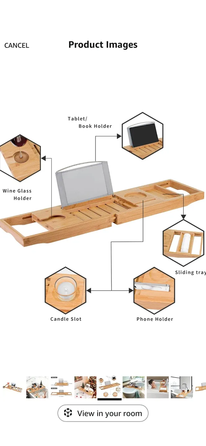 Utoplike Bamboo Bathtub Caddy Tray #Cleanout image indicator(2)
