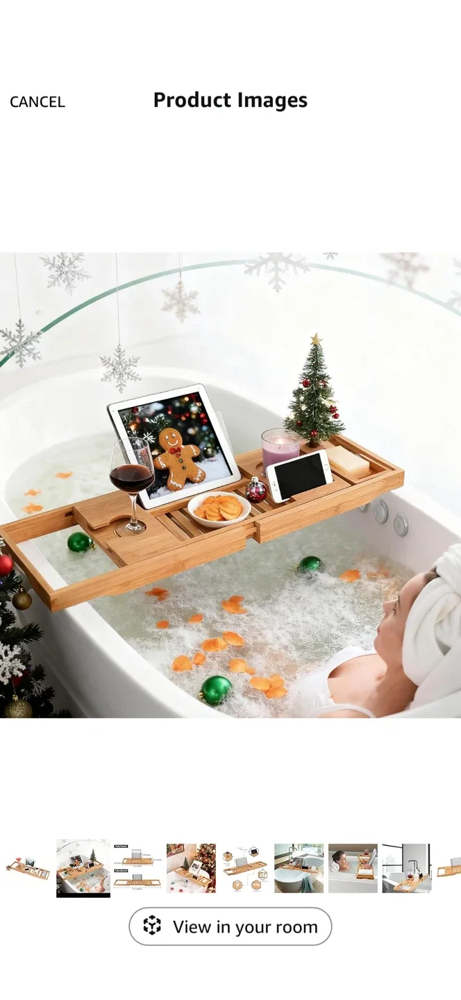 Utoplike Bamboo Bathtub Caddy Tray #Cleanout image indicator(3)