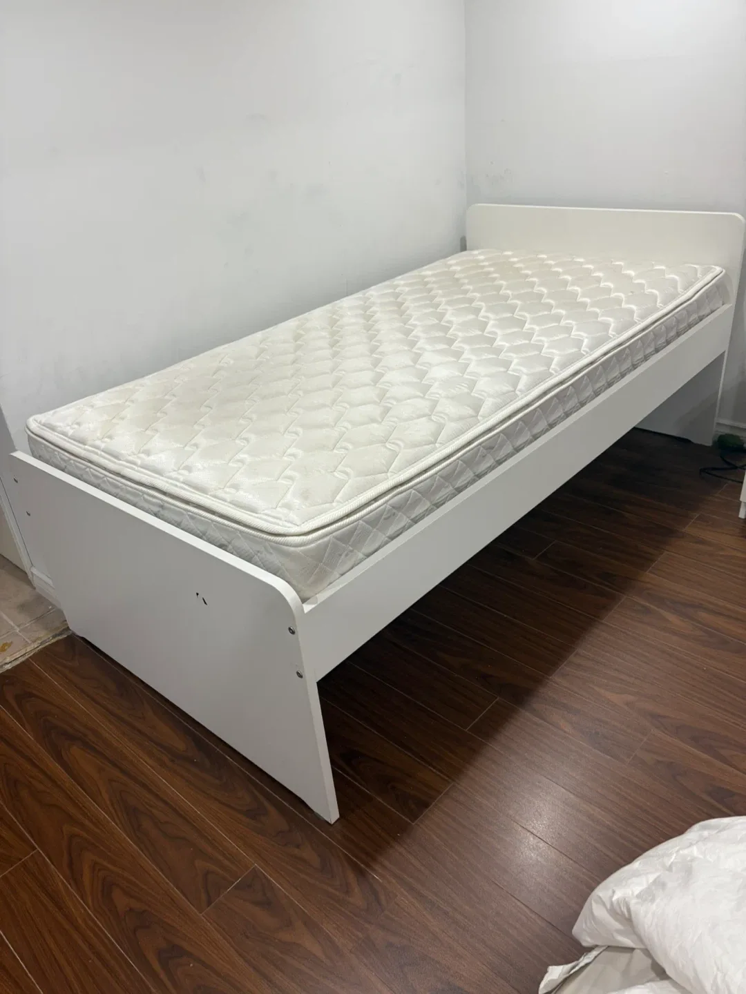 Ikea White Single Bed Frame with mattress image indicator(2)