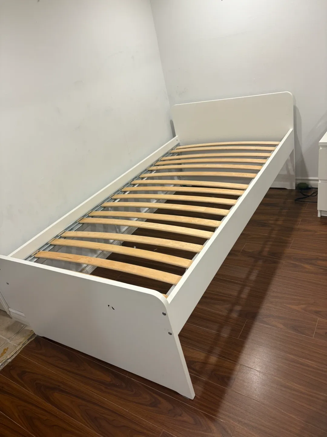Ikea White Single Bed Frame with mattress