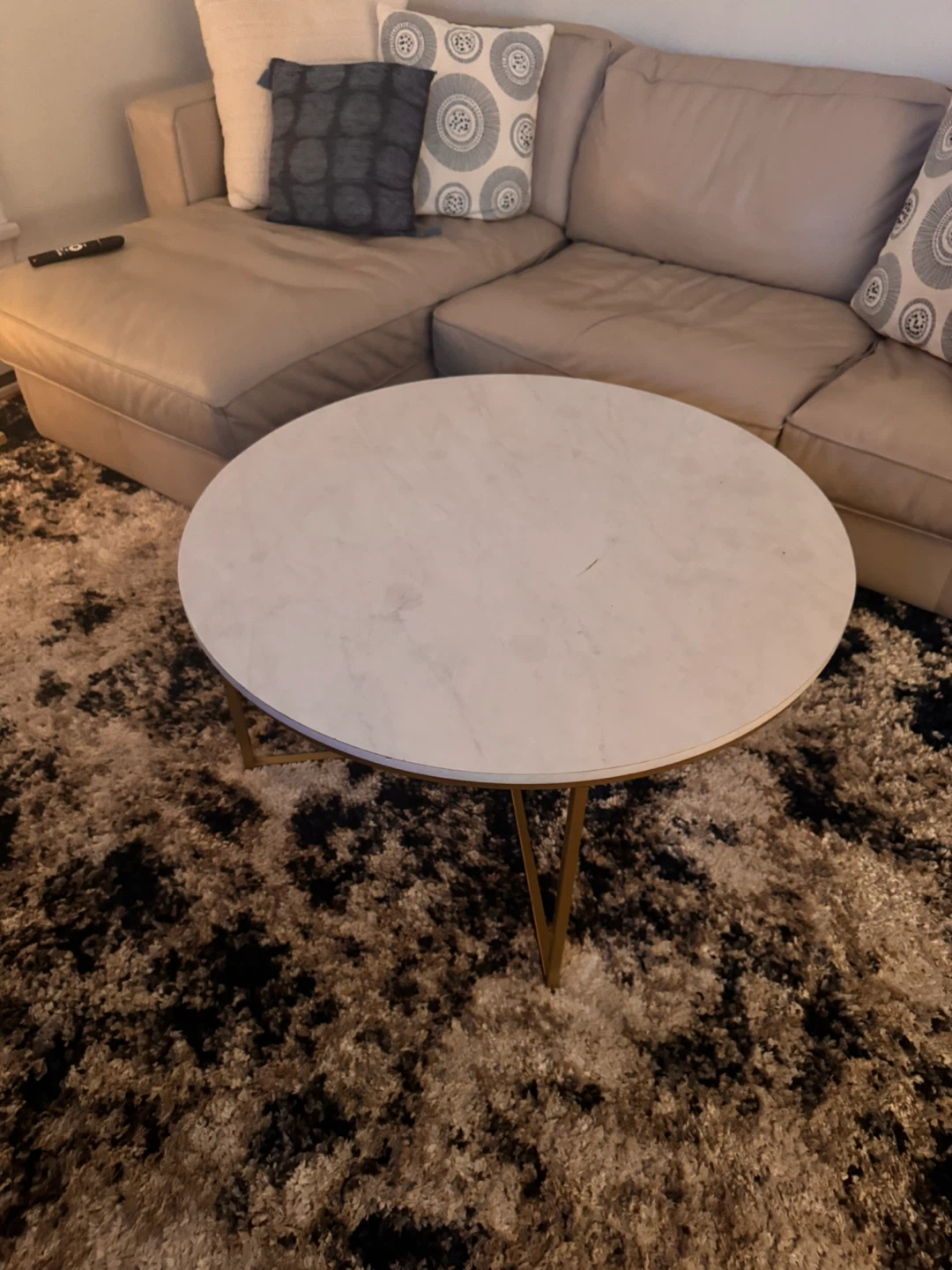 Faux Marble & Gold Coffee Table