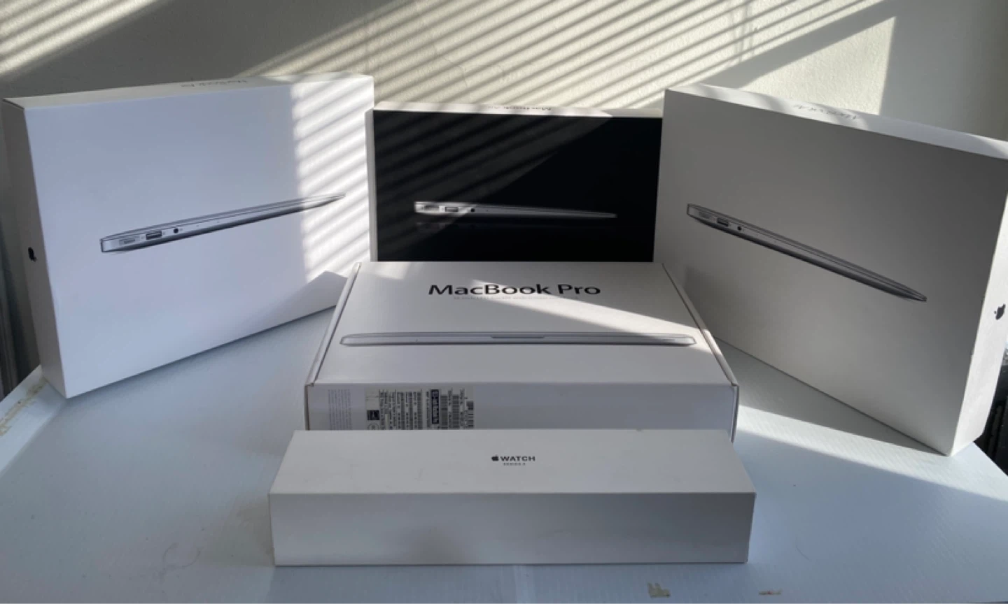 Empty Apple Macbook Air MacBook Pro Apple Watch boxes