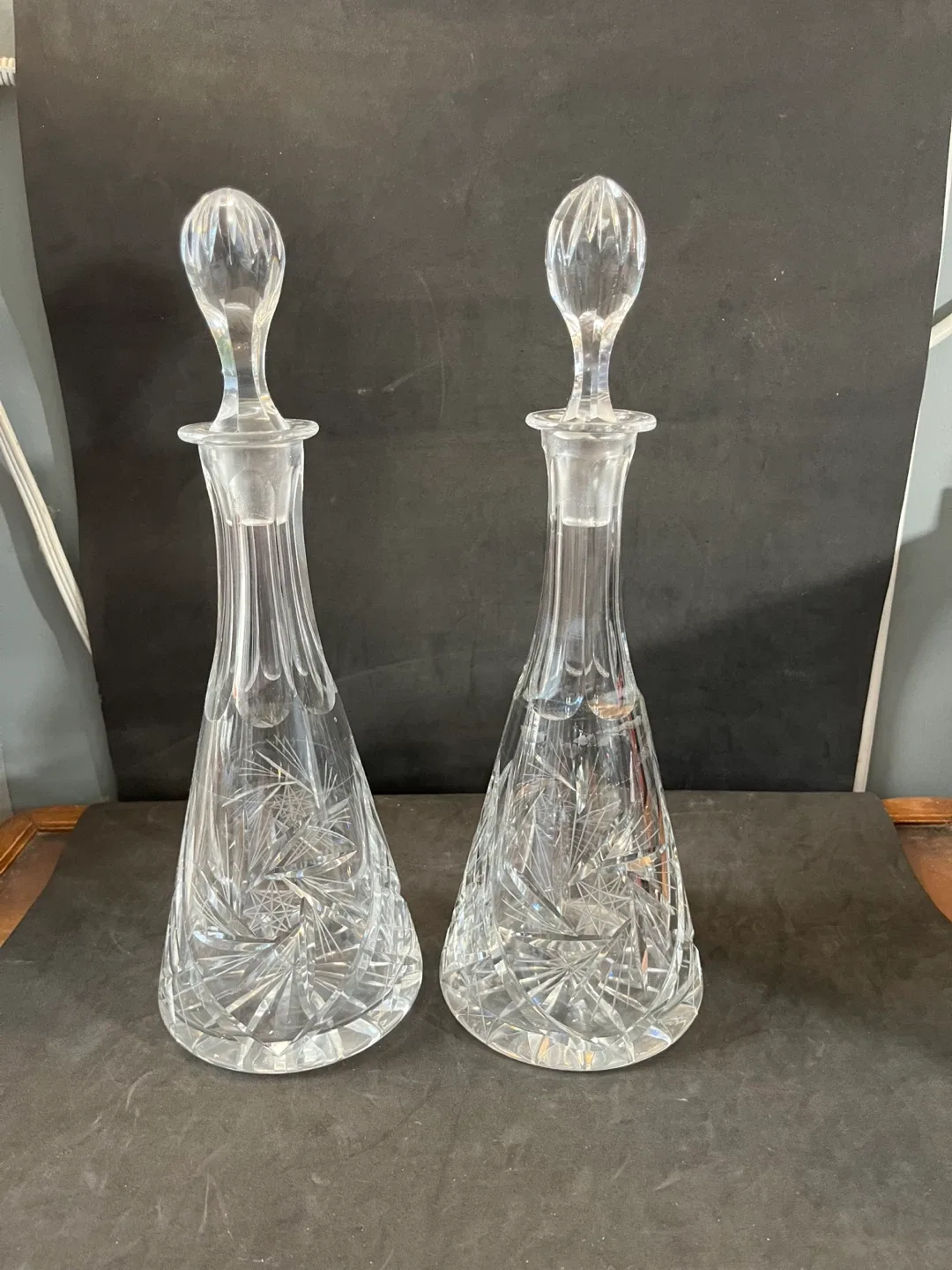 Crystal Cut Glass Decanter Set of 2