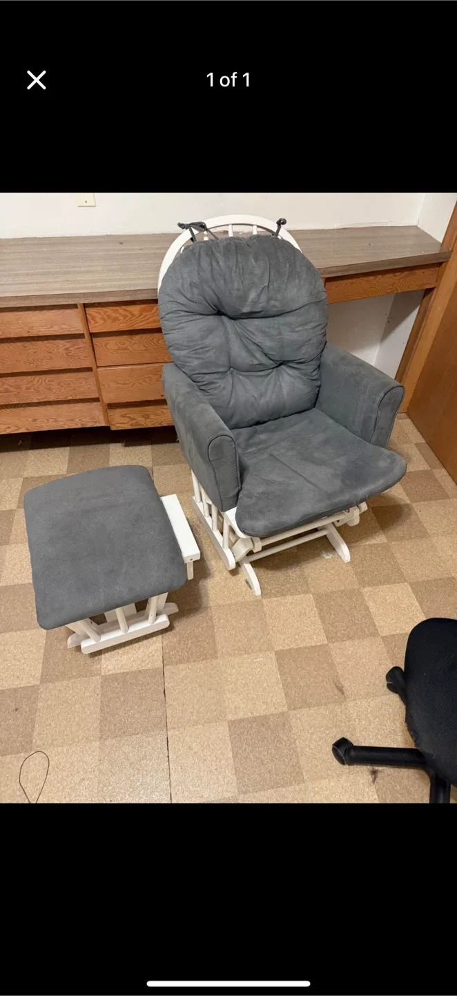 Glider Rocking Chair with Ottoman - Grey