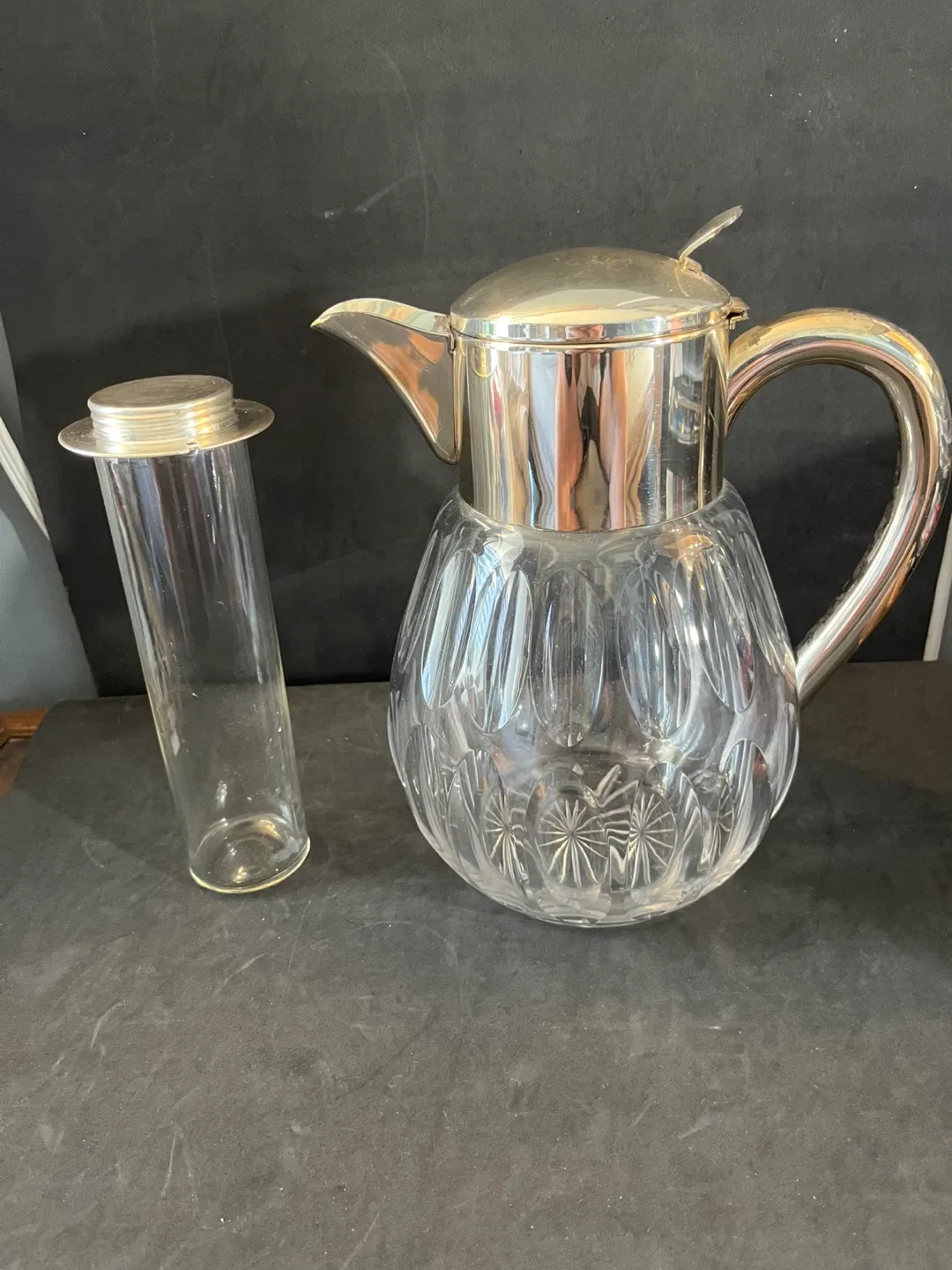 Pitcher & Ice Chiller Crystal & silver plated