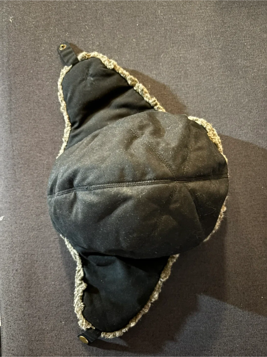 Black Trapper Hat with Faux Fur Trim #Cleanout image indicator(2)