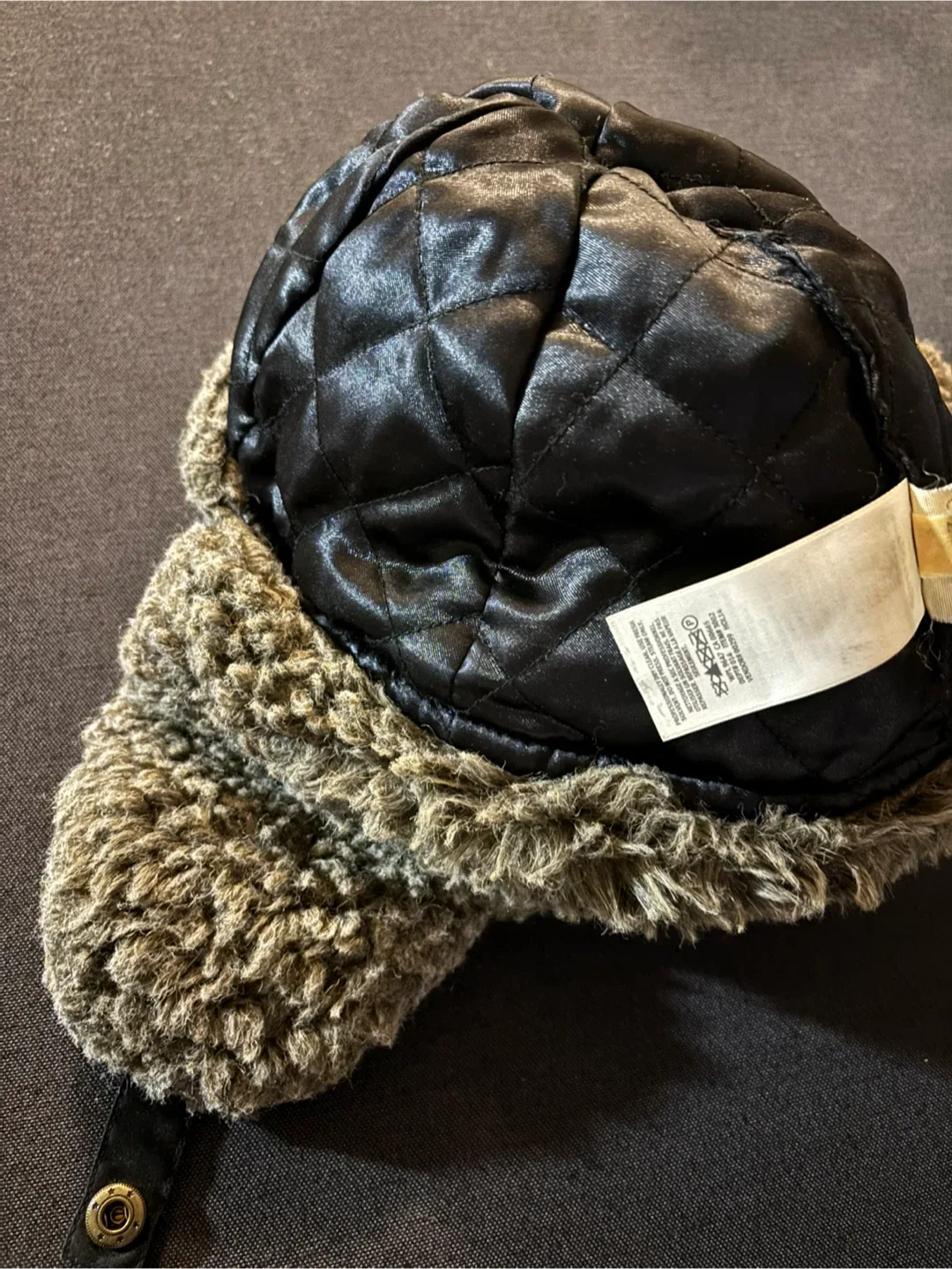 Black Trapper Hat with Faux Fur Trim #Cleanout image indicator(3)